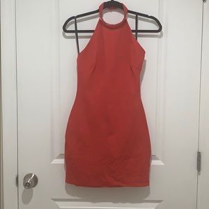 Mini halter dress with neck piece